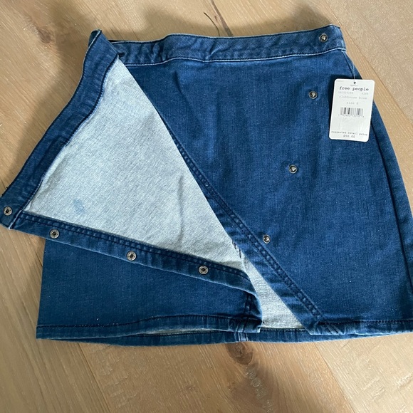 Free People Notched Denim Mini Skirt - Picture 2 of 5